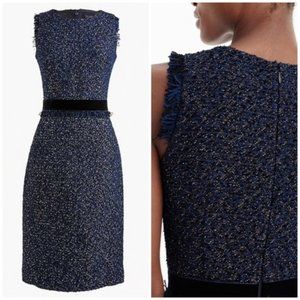 Blue Metallic Fringe J Crew Sheath Dress NWT